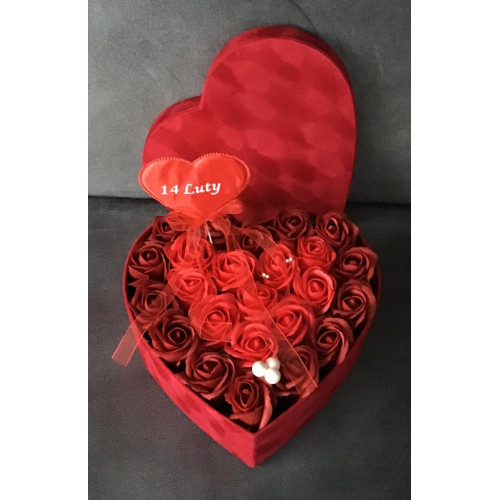Flower Box Pachnący Mydlany Bukiet Serce XL Czerwone Róże