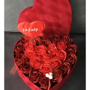 Flower Box Pachnący Mydlany Bukiet Serce XL Czerwone Róże