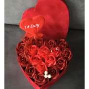 Flower Box Pachnący Mydlany Bukiet Serce L Czerwone Róże
