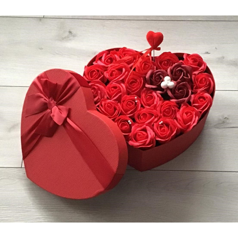 Bukiet Kwiatowy Mydlany W Kształcie Serca 2XL