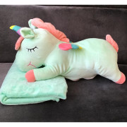 Koc Maskotka 2 W 1 Poduszka Jednorożec Zielony