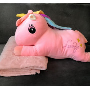 Koc Maskotka 2 W 1 Poduszka Jednorożec Różowy