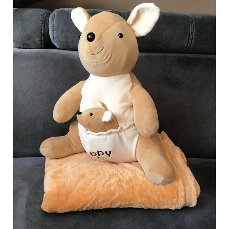 Koc Maskotka 2 W 1 Poduszka Kangur Beżowy