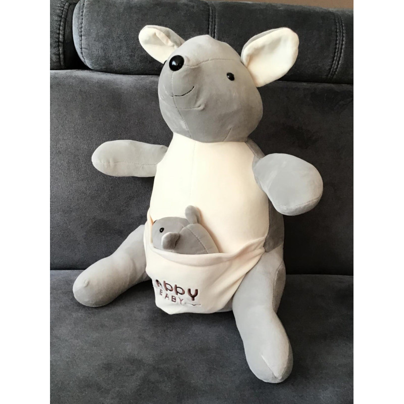 Koc Maskotka 2 W 1 Poduszka Kangur Szary