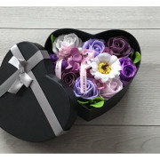 Flower Box Pachnący Mydlany Bukiet Serce Fioletowy