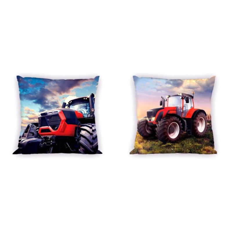 Poszewka Dwustronna Bawełniana 40x40cm Traktor Czerwony