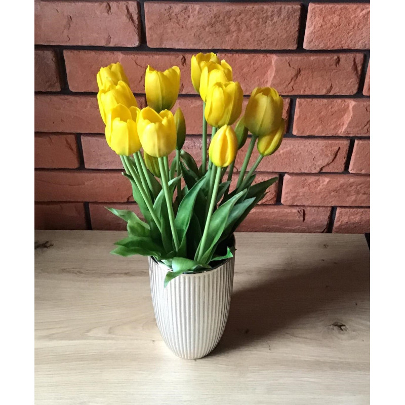 Tulipany Silikonowe 40cm Bukiet 5szt Żółte