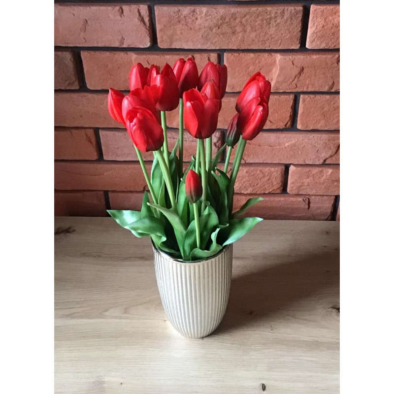 Tulipany Silikonowe 40cm Bukiet 5szt Czerwony
