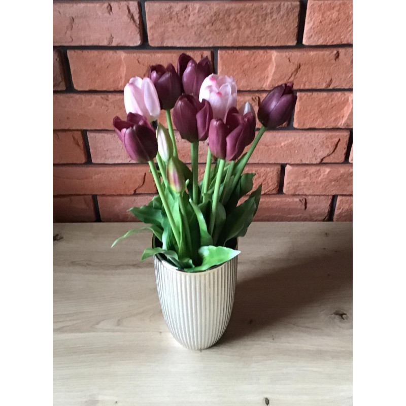 Tulipany Silikonowe 40cm Bukiet 5szt Fiolet