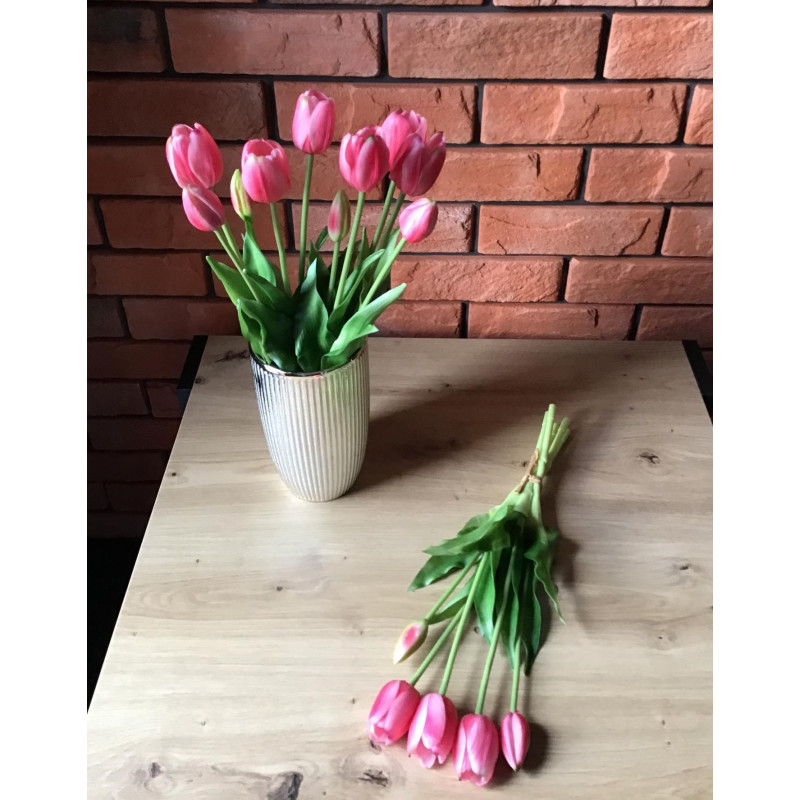 Tulipany Silikonowe 40cm Bukiet 5szt Różowy