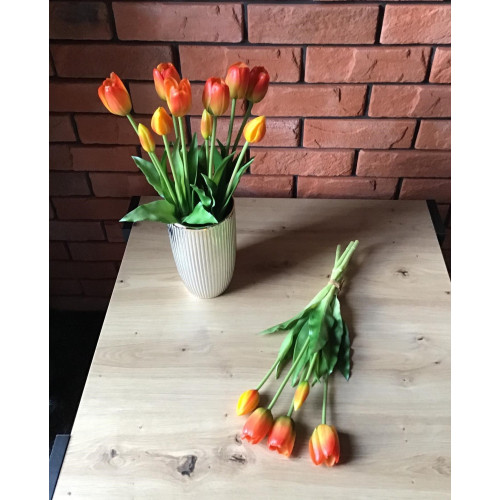 Tulipany Silikonowe 40cm Bukiet 5szt Pomarańczowy
