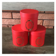 Zestaw 3Pudełek Na Kwiaty Prezenty Cylinder Czerwony