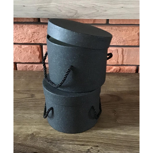 Zestaw 2 Pudełek Na Kwiaty Prezenty Cylinder Grafitowy