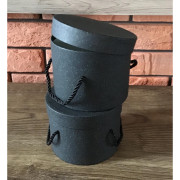 Zestaw 2 Pudełek Na Kwiaty Prezenty Cylinder Grafitowy