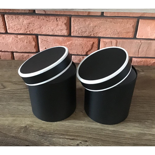 Zestaw 2 Pudełek Na Kwiaty Prezenty Cylinder Czarny Z Białym Paskiem