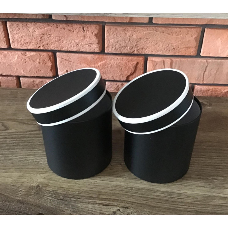 Zestaw 2 Pudełek Na Kwiaty Prezenty Cylinder Czarny Z Białym Paskiem