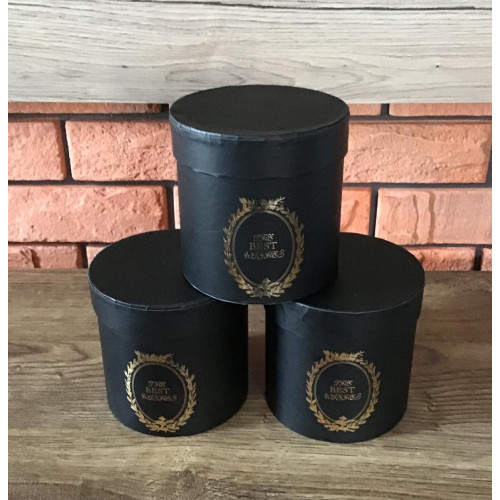 Zestaw 3 Pudełek Na Kwiaty Prezenty Cylinder Czarny