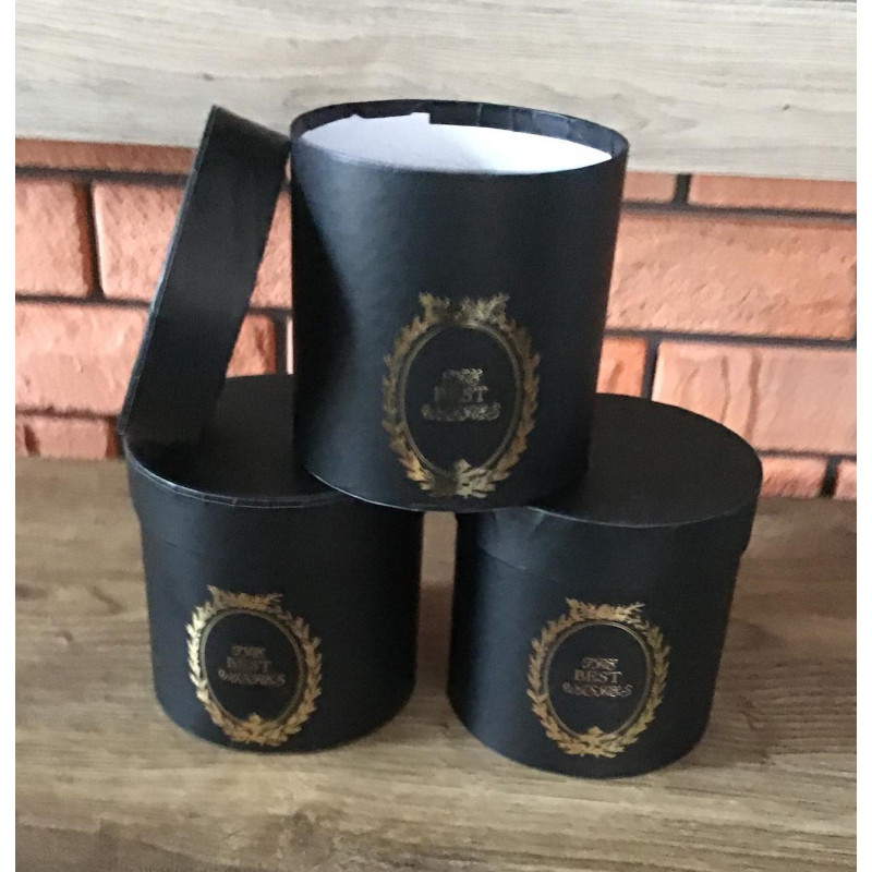 Zestaw 3 Pudełek Na Kwiaty Prezenty Cylinder Czarny