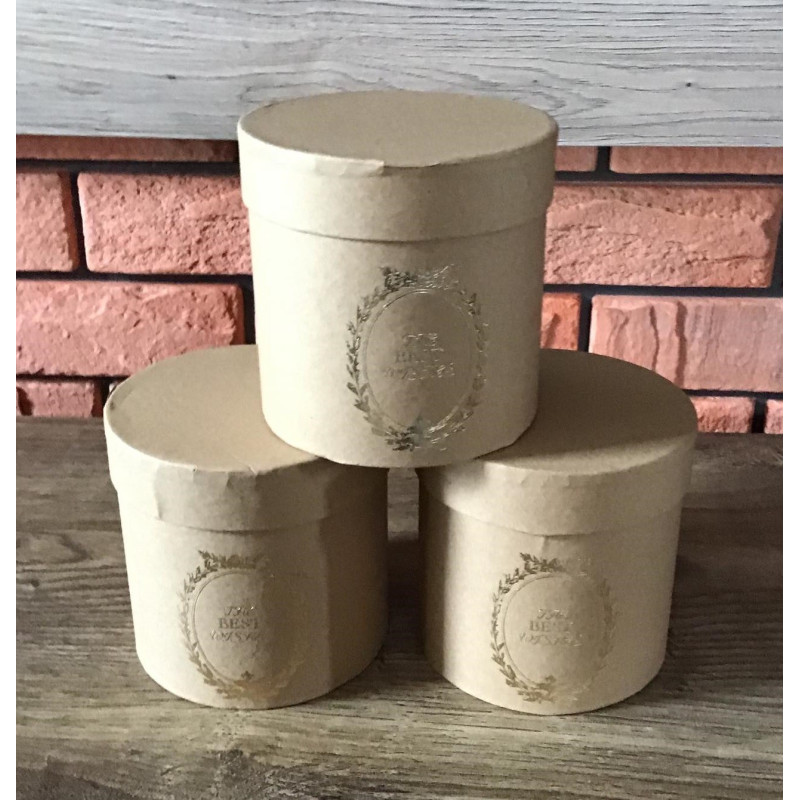 Zestaw 3 Pudełek Na Kwiaty Prezenty Cylinder Beżowy