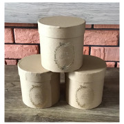 Zestaw 3 Pudełek Na Kwiaty Prezenty Cylinder Beżowy