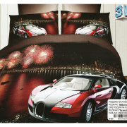 Pościel 3D Satyna Bawełniana 160/200 3 Części Auto