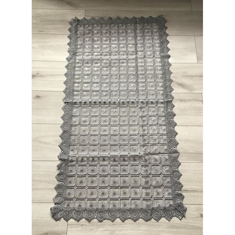 Bieżniki/Serwety Z Gipiury Całe Koronkowe Szare Kwadraty