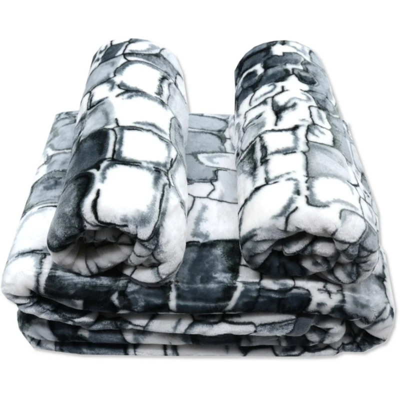 Komplet Koc Z Fotelami Gruby Kamienie Szare