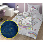 Pościel Fluorescencyjna 100% Bawełna 160x200cm 2 Części Ubicorn