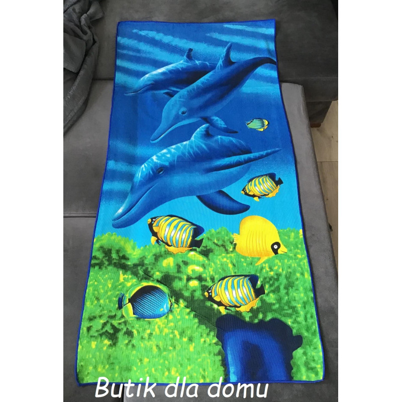 Ręcznik Plażowy 72x146cm Mikrofibra Delfiny