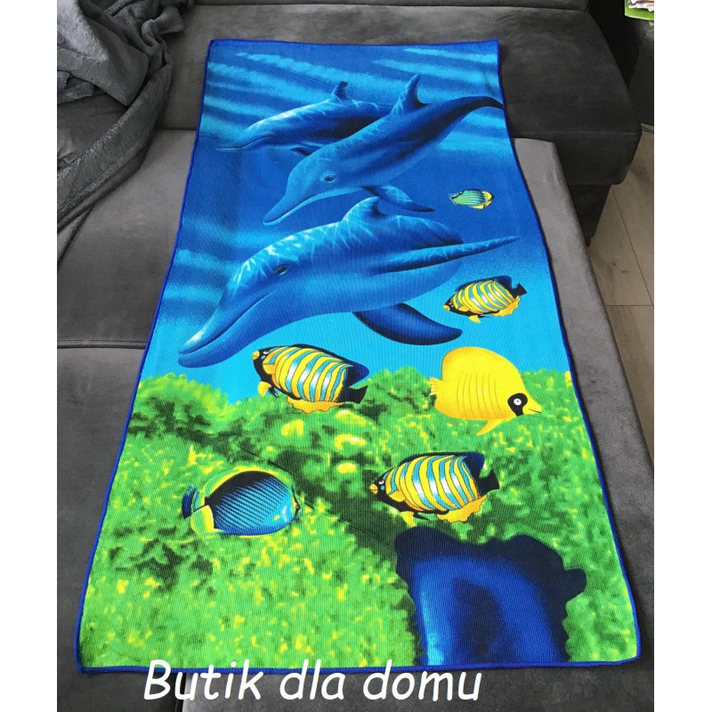 Ręcznik Plażowy 72x146cm Mikrofibra Delfiny