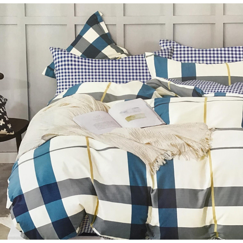 Pościel 220x200 Dwustronna Bawełna Satynowa Collection World Krata