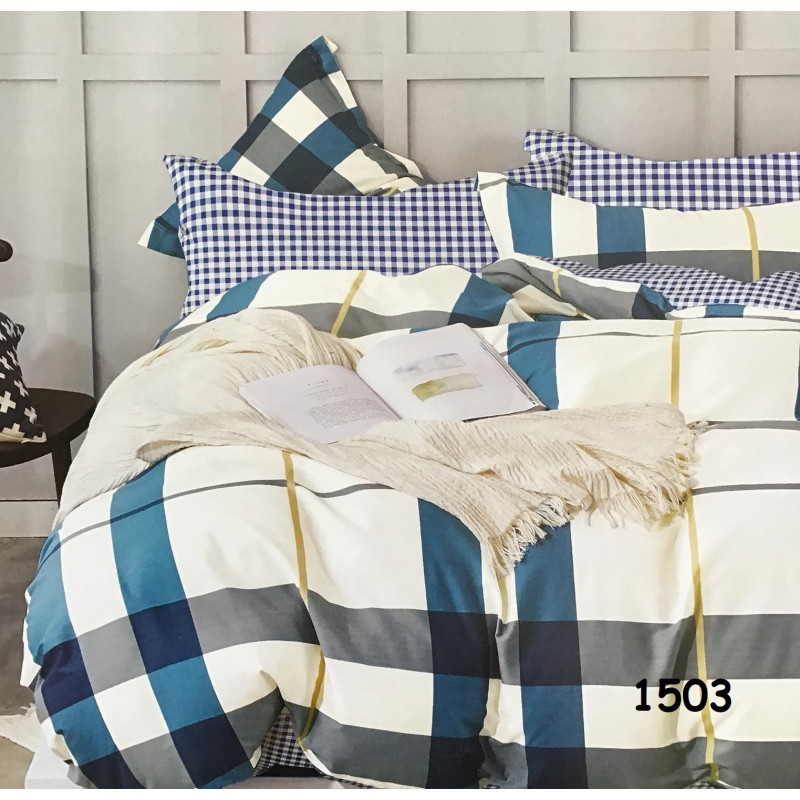 Pościel 220x200 Dwustronna Bawełna Satynowa Collection World Krata