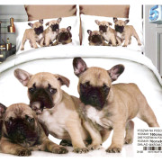 Pościel 3D Satyna Bawełniana 160/200 3 Części Buldogi