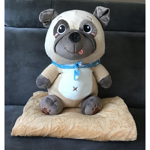 Koc Maskotka 2 W 1 Poduszka Pies Brąz