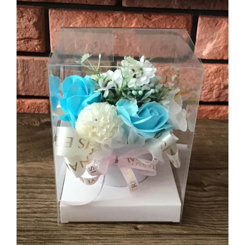 Flower Box Pachnący Mydlany Bukiet Niebieski