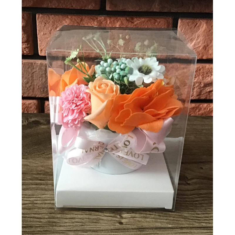 Flower Box Pachnący Mydlany Bukiet Pomarańczowy