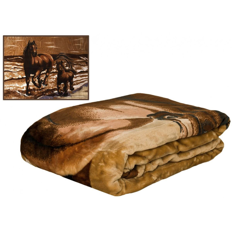 Koc Elway Gruby 160/210cm Konie Na Brązie