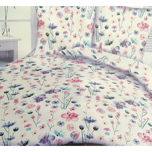 Komplet Pościeli Z Kory 100% Bawełna 220x200cm Kwiaty