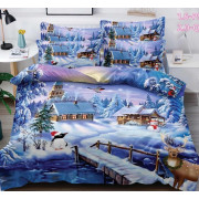Pościel Świąteczna 3D Satyna Bawełniana 160/200 3cz Zima