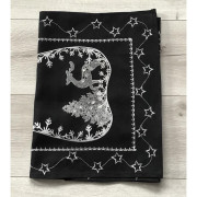 Bieżniki /Serwety Świąteczne Czarne Ze Srebrnym Haftem