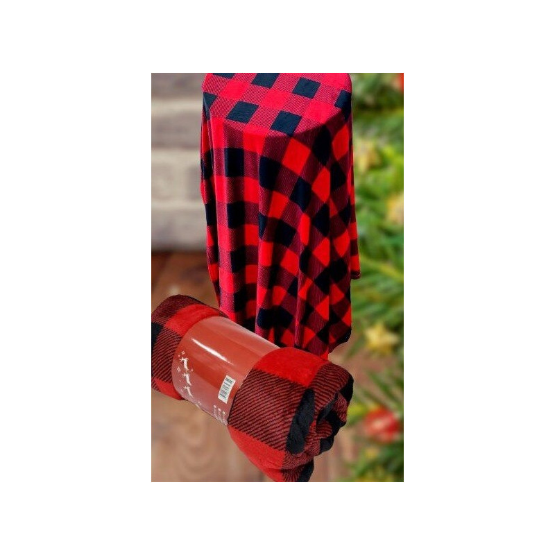 Koc Świąteczny Z Mikrofibry 160x200cm Krata