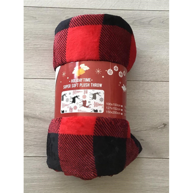 Koc Świąteczny Z Mikrofibry 160x200cm Krata