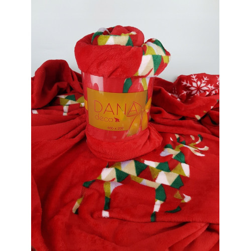 Koc Świąteczny Z Mikrofibry 160x200cm Reniferki