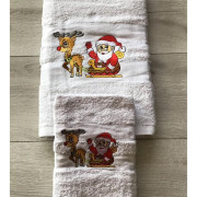 Komplet Ręczników Frotte 2cz Ze Świątecznym Haftem Biały