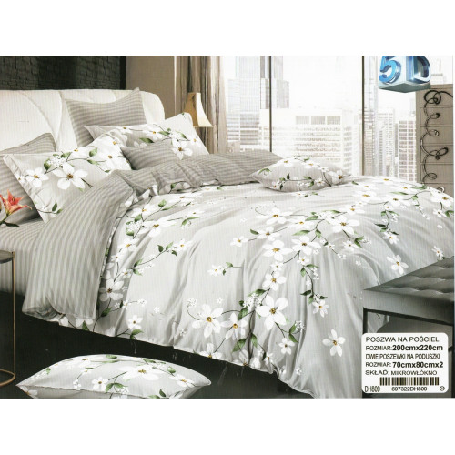 Pościel 3D Satyna Bawełniana 220/200 3cz Kwiaty