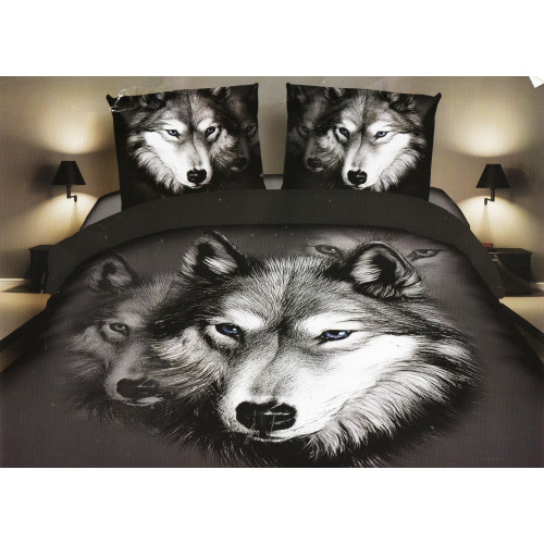 Pościel 3D Satyna Bawełniana 160/200 4cz Wilk