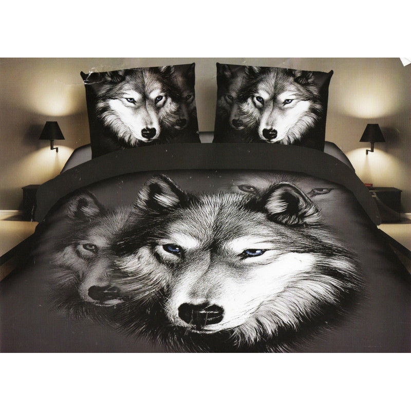 Pościel 3D Satyna Bawełniana 160/200 4cz Wilk