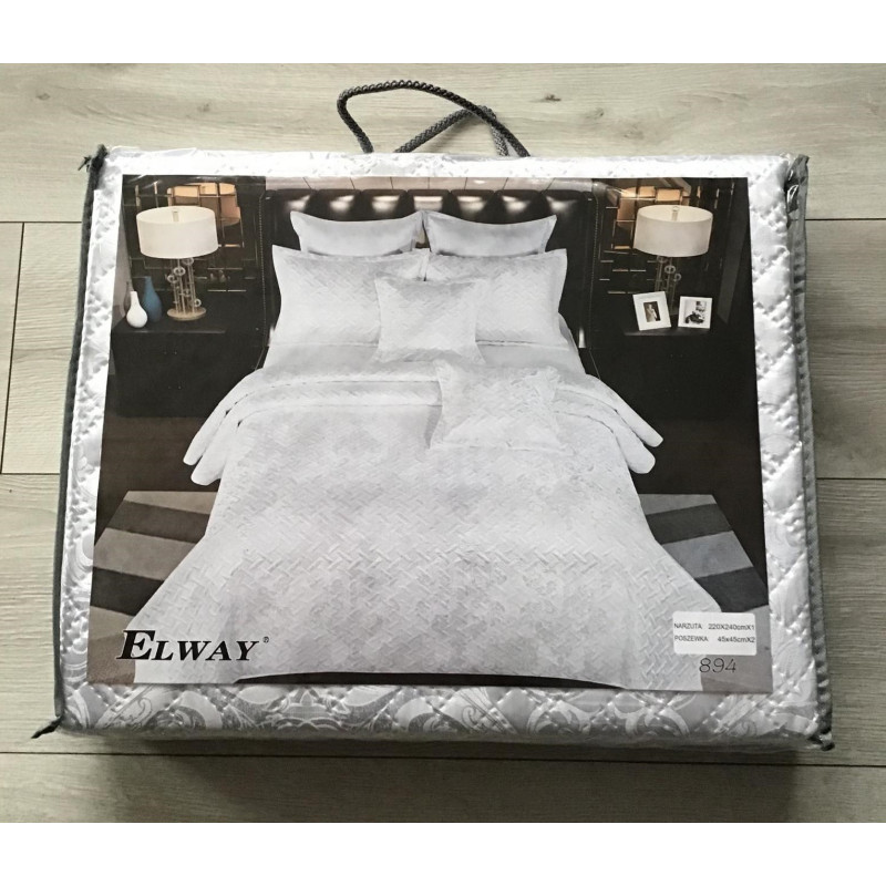 Narzuta Satynowa Elway 220x240 Cm Z Poszewkami Biała