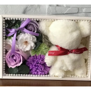 Flower Box Pachnący Mydlany Bukiet Z Ręczniczkiem Fiolet