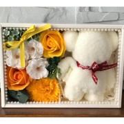 Flower Box Pachnący Mydlany Bukiet Z Ręczniczkiem Żółty